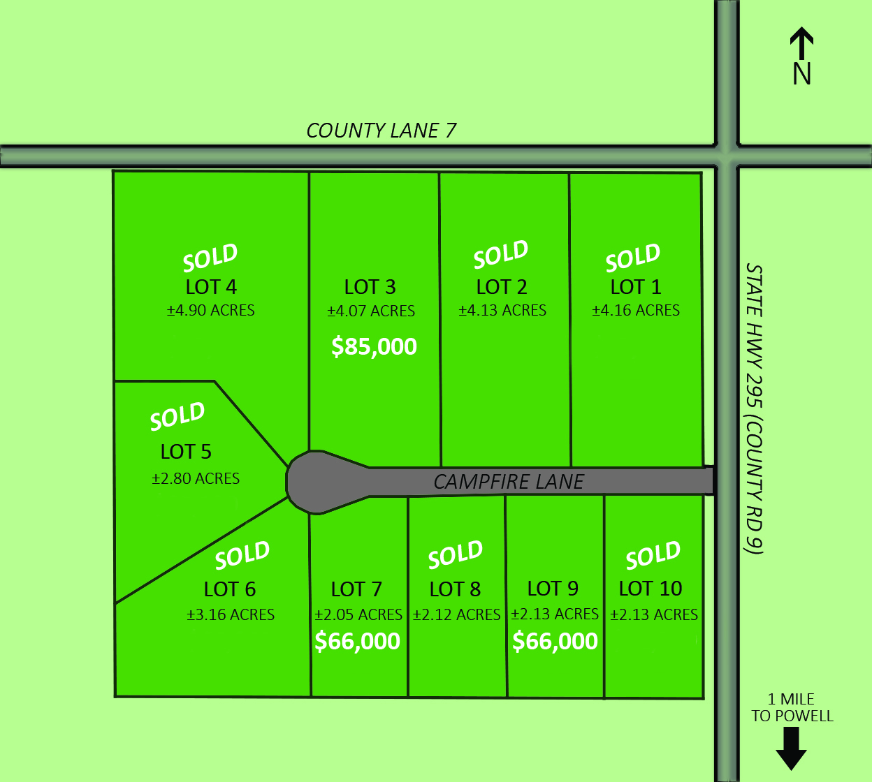 Lot layouts of Lone Pheasant subdivision
